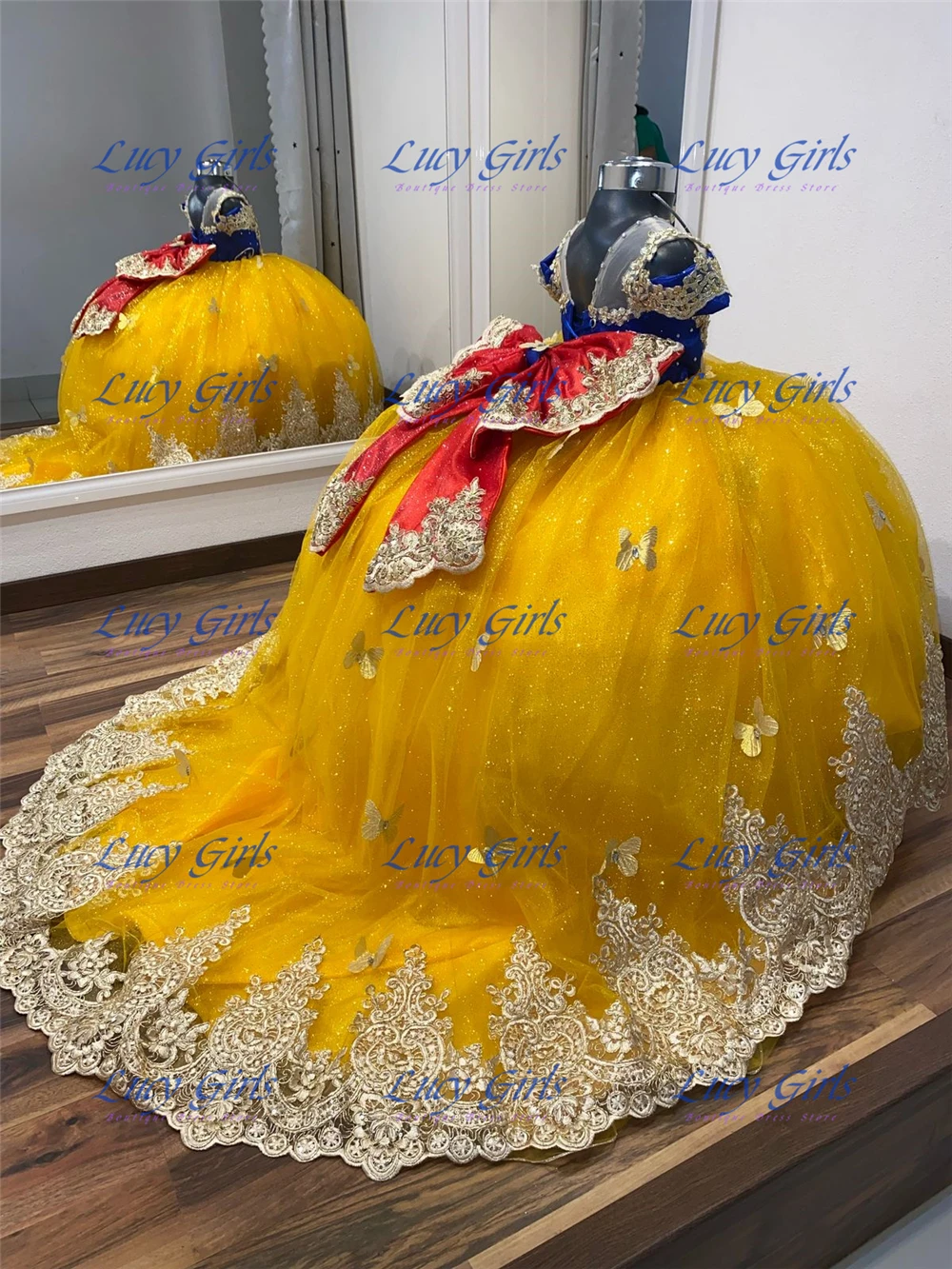 Embroidery Yellow Dress - Quality Butterfly Applique Lovely Flower Girl