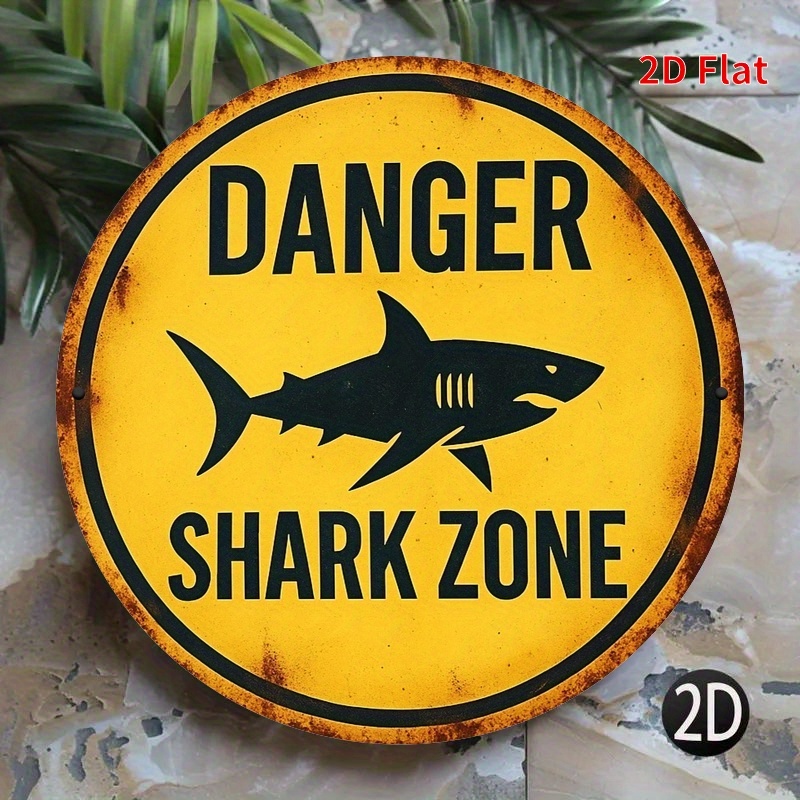 Embroidery Writing - 2D Metal Sign Shark Danger Zone