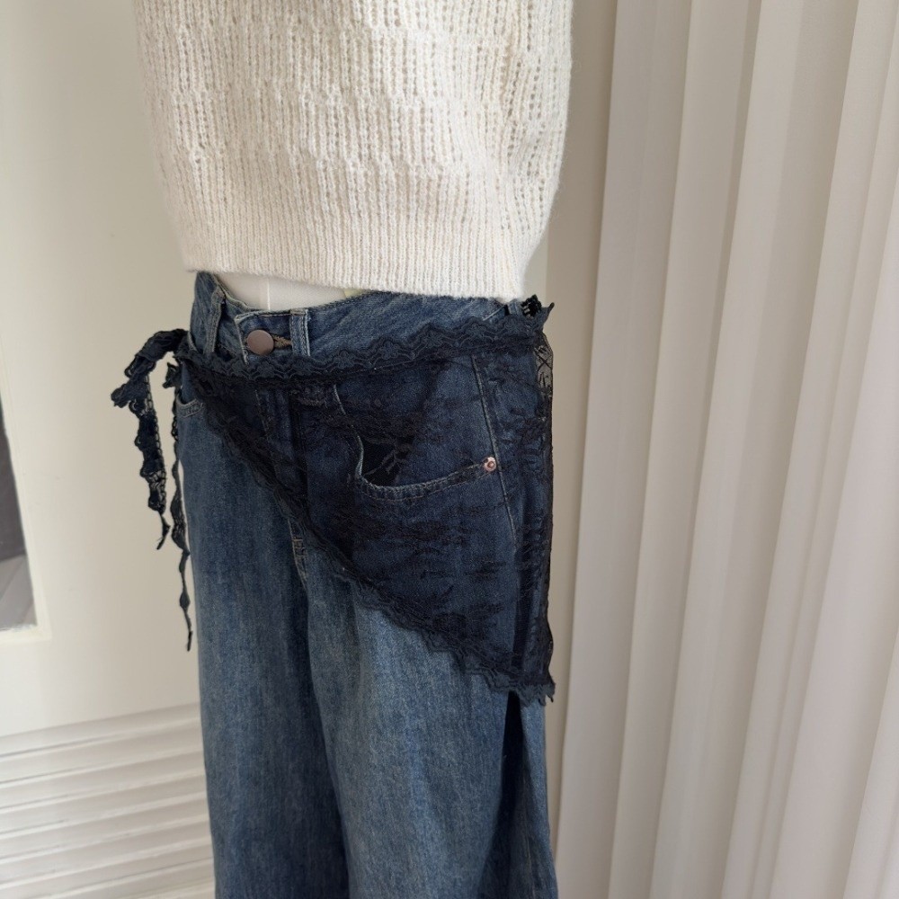 Embroidery Skirt - Fashion Y2K Triangle Apron Embroidery Flower
