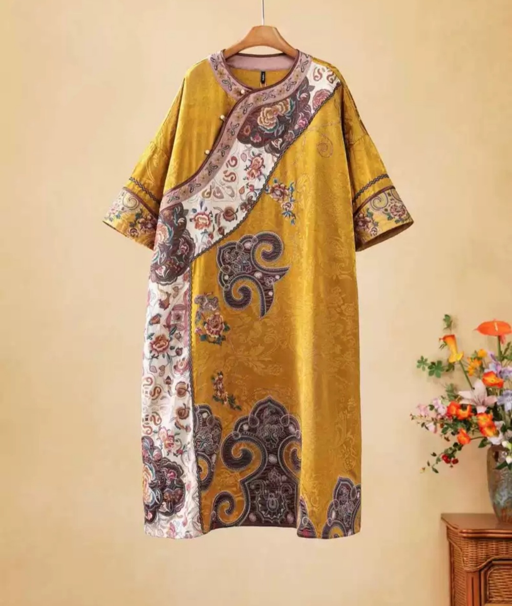 Embroidery Yellow Dress - Luxury spring robe for women yellow