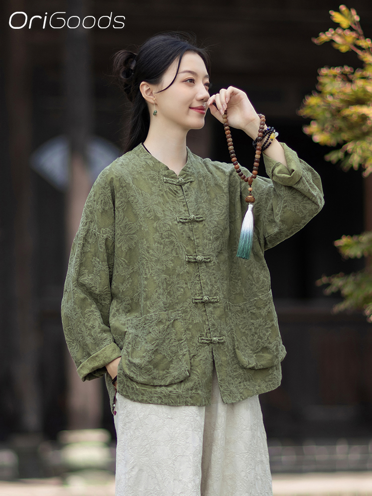 Linen Fabric Natural - OriGoods JACQUARD Fabric Blouse Cotton Linen