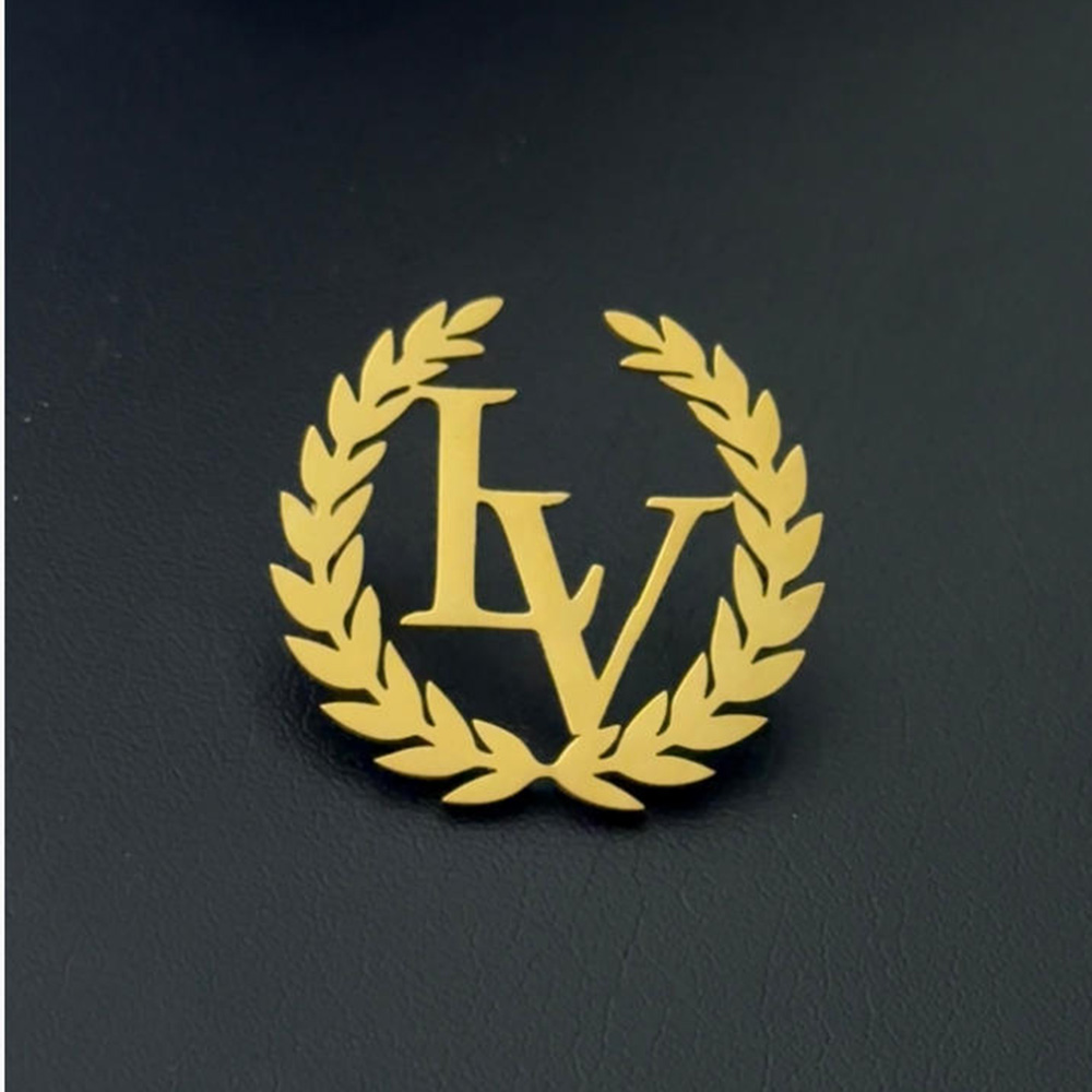 Embroidery Initials - Customized brooch, olive flower brooch, customized