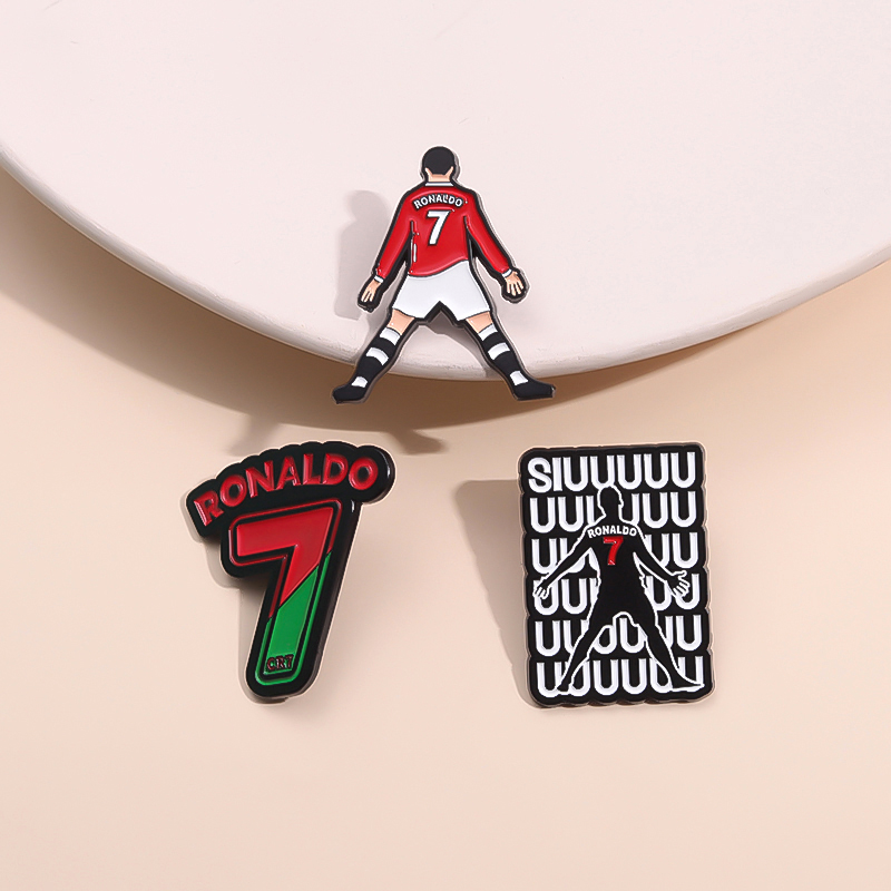 Embroidery Initials - Cartoon Football Player Character Enamel Pins