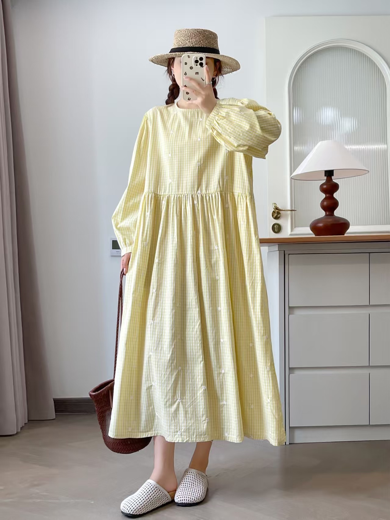 Bust 118cm mori girl autumn Ja - огляд і ціна Embroidery Yellow Dress