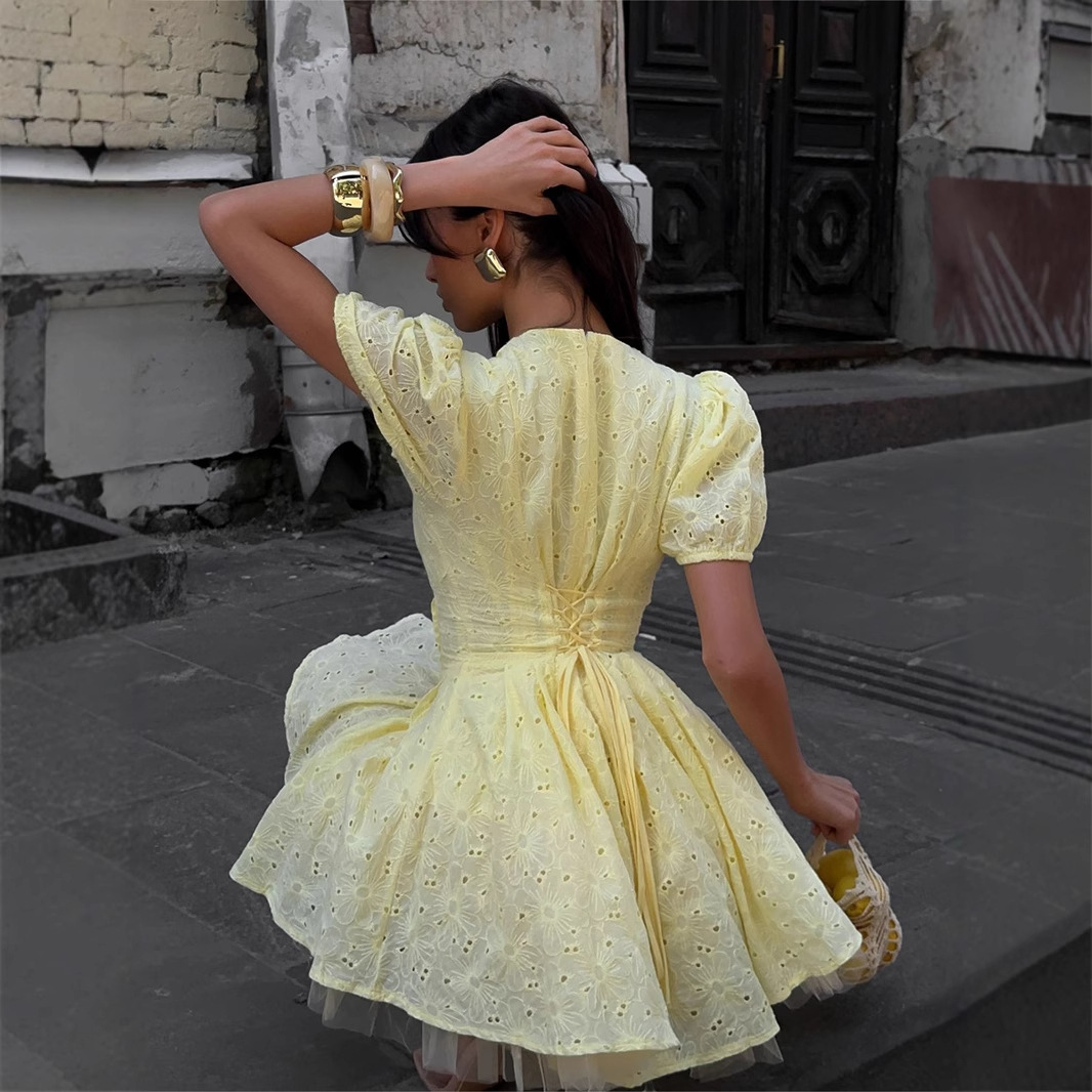 Pure cotton yellow dress Europ - огляд і ціна Embroidery Yellow Dress