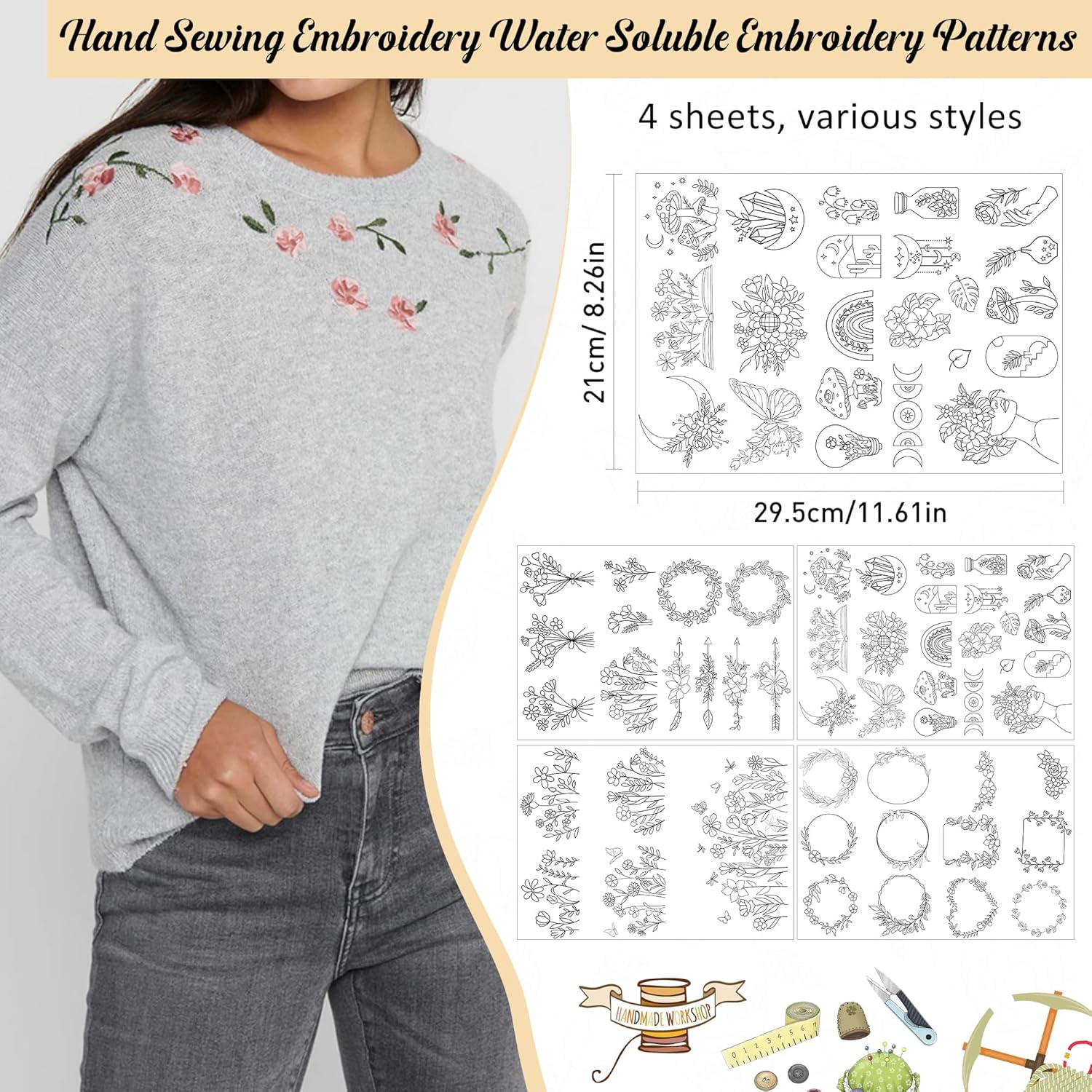 4 Sheets Water Soluble Stabili - огляд і ціна Embroidery Web