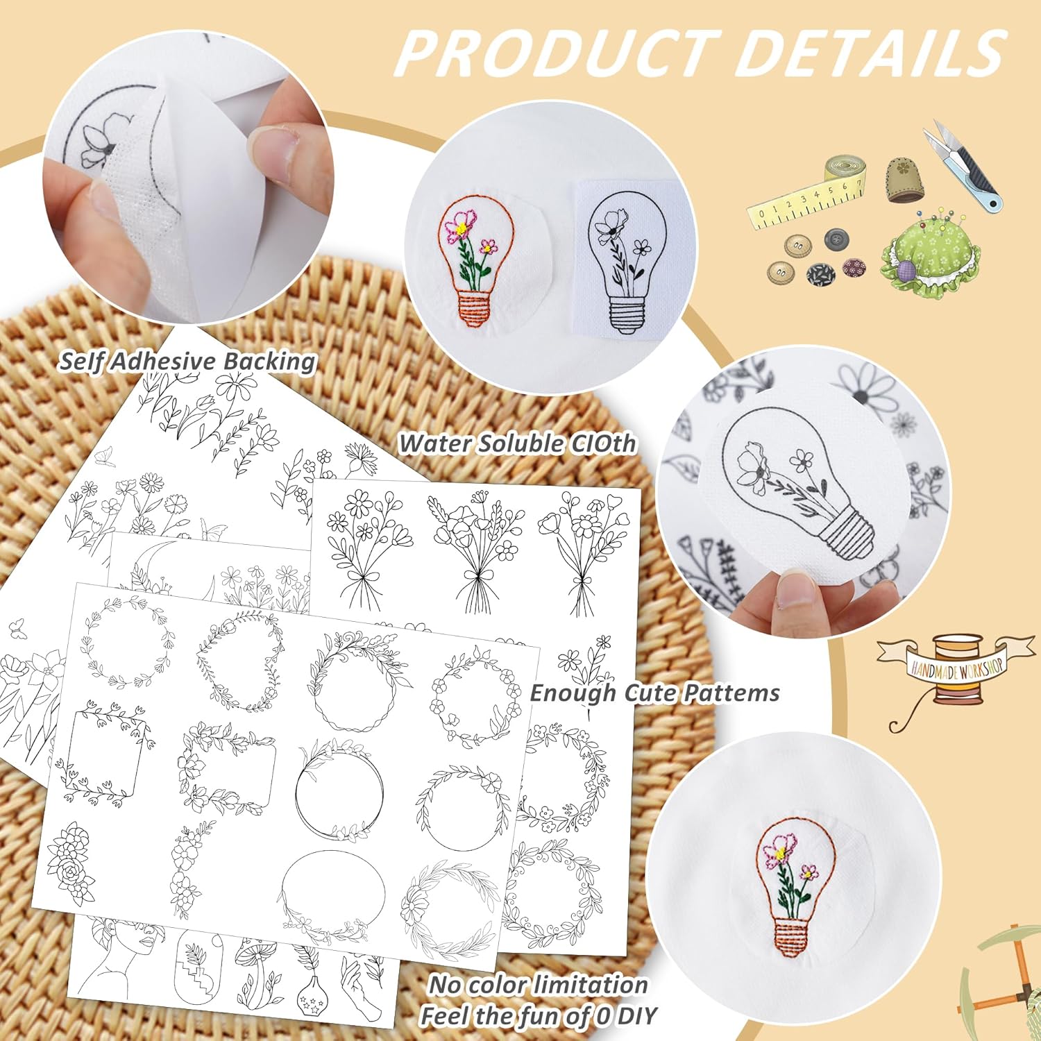 4 Sheets Water Soluble Stabili - огляд і ціна Embroidery Web