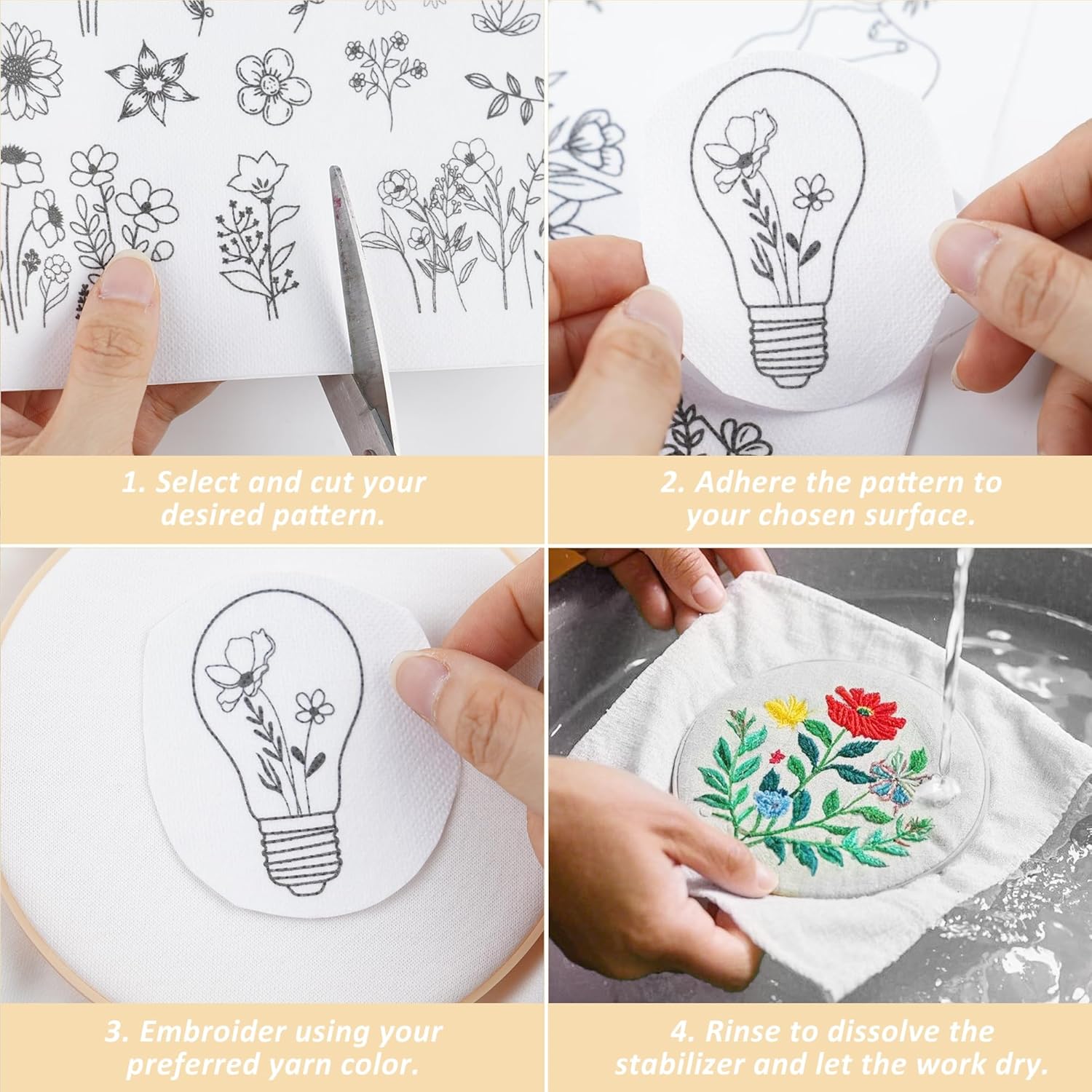 4 Sheets Water Soluble Stabili - огляд і ціна Embroidery Web