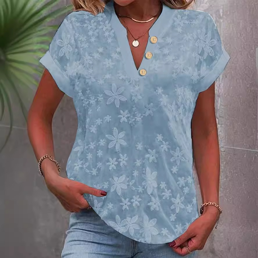 Women Floral Embroidery V Neck - огляд і ціна Embroidery Jersey