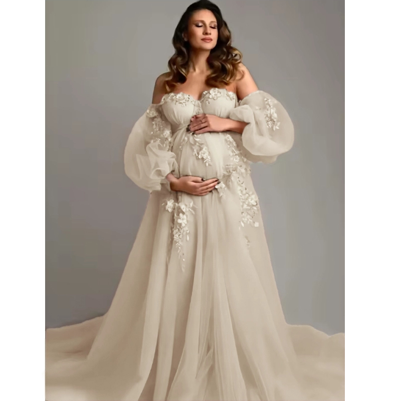 Hand-Finished Maternity Gown - - огляд і ціна Embroidery Jersey