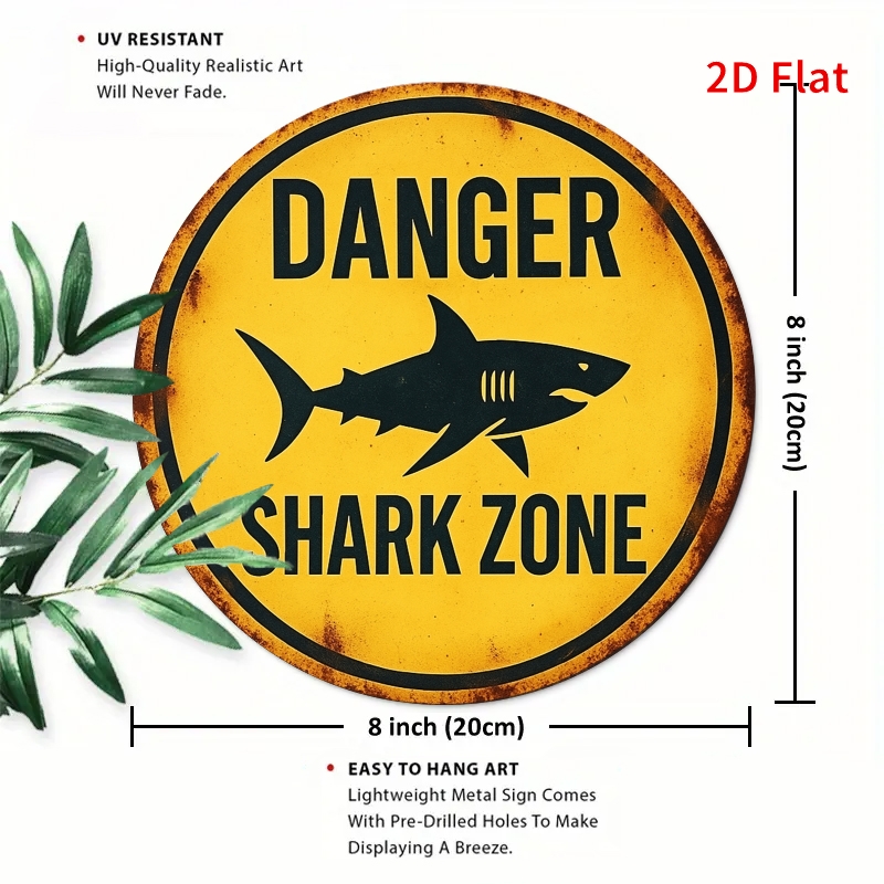 2D Metal Sign Shark Danger Zon - огляд і ціна Embroidery Writing