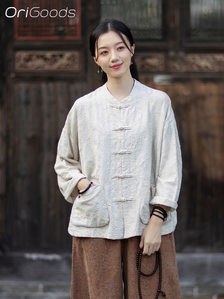 OriGoods JACQUARD Fabric Blous - огляд і ціна Linen Fabric Natural