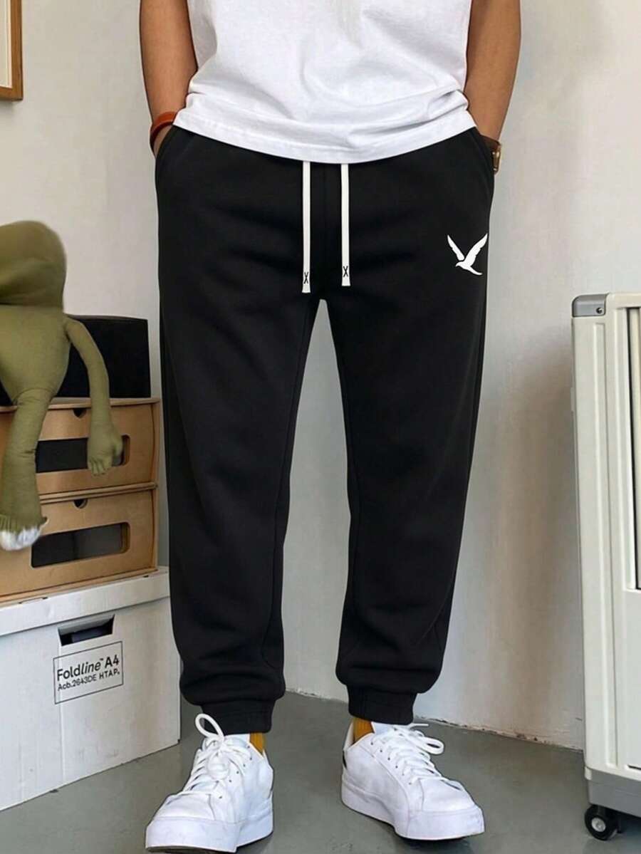1pc Men's Casual Sweatpants, L - огляд і ціна Embroidery Jersey