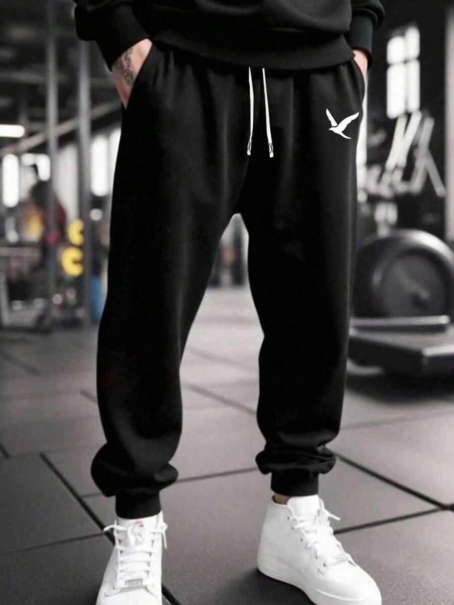 1pc Men's Casual Sweatpants, L - огляд і ціна Embroidery Jersey