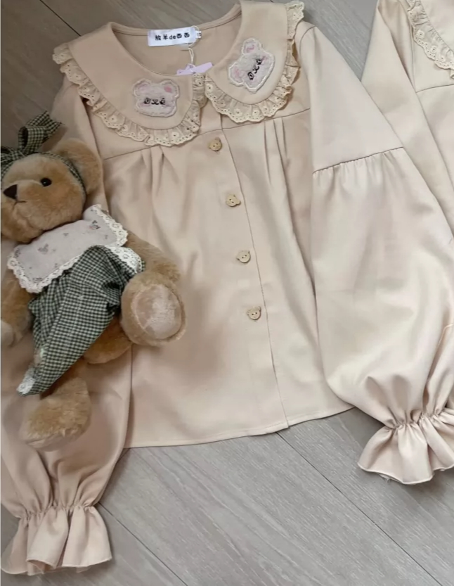 Lolita Blouse Cute Bear Embroi - огляд і ціна Embroidery Cream