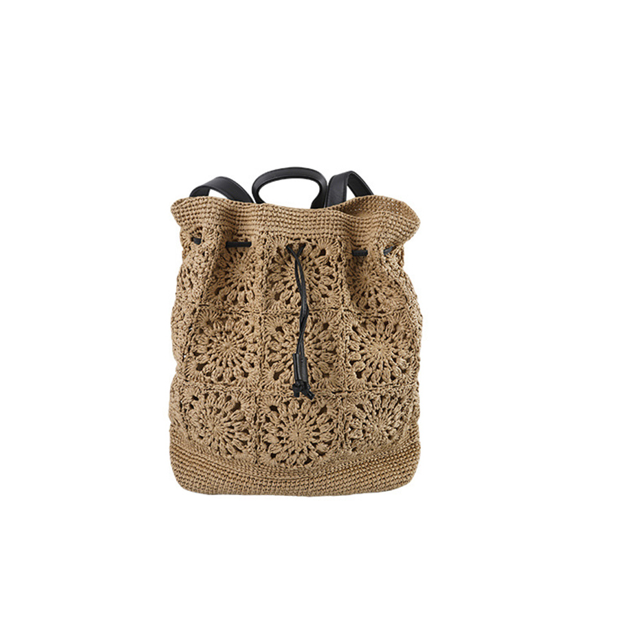 Straw Drawstring Backpack Summ - огляд і ціна Embroidery Bali