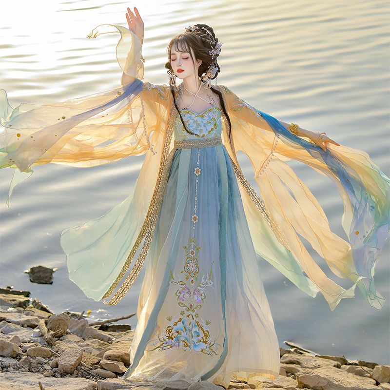 Chinese Hanfu Dress Women Trad - огляд і ціна Embroidery Yellow Dress